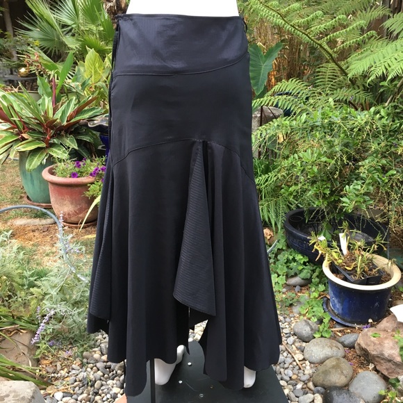Asymmetrical Black Sateen Gored Skirt NWOT - Picture 4 of 6